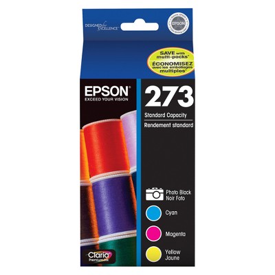 Photo 1 of Epson 273 Black, C/M/Y 4pk Combo Ink Cartridges - Black Cyan, Magenta, Yellow (T273520-CP)