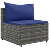 vidaXL 6-Piece Patio Lounge Set - Gray Poly Rattan, Outdoor Garden/Backyard/Patio - Dark Blue Cushions, Modular Design - 4 of 4