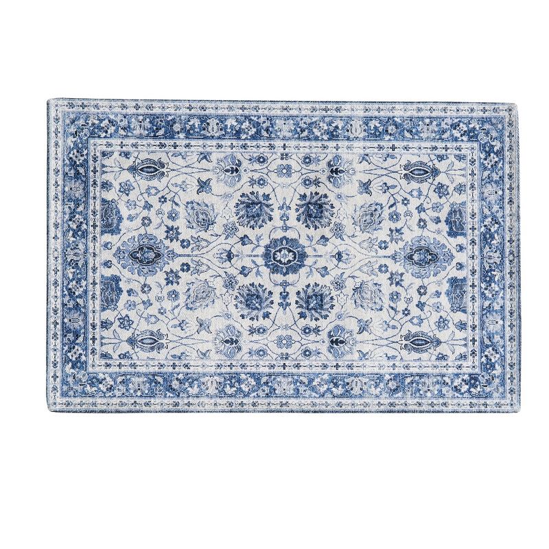 Great Bay Home Machine Washable Blue Accent Rug for Entryway, 1 of 7