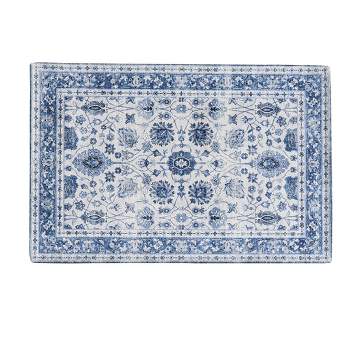 Great Bay Home Machine Washable Blue Accent Rug for Entryway