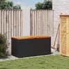 vidaXL Patio Storage Box Black 43.3"x19.7"x21.3" Poly Rattan Acacia Wood - 3 of 4