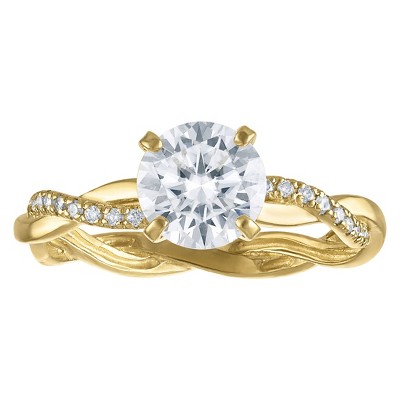 White Lotus 10K Yellow Gold Lab Created Moissanite Ring