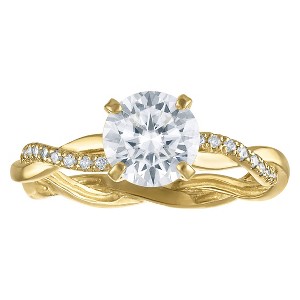 White Lotus 10K Yellow Gold Lab Created Moissanite Ring - 1 of 3