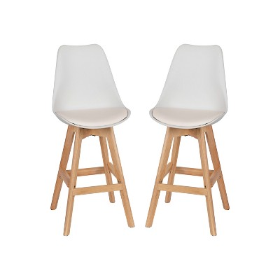 Flash Furniture Dana Set of 2 Commercial Grade Modern Counter Stools with Cushioned Seat and Wooden Frame