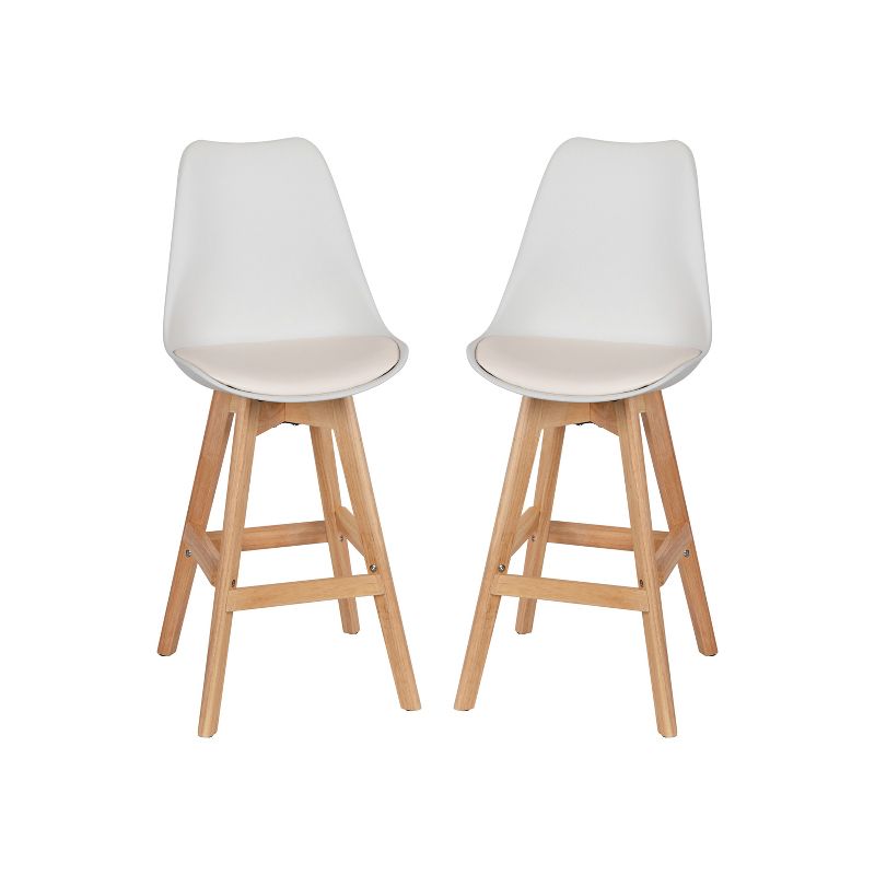 Emma and Oliver Set of Two Upholstered Dining Stools with Matching Attached Seat and Wood Frame, 1 of 8