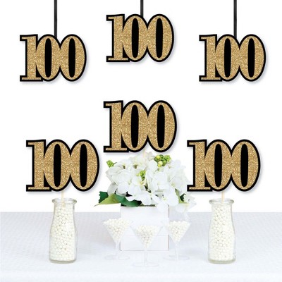 Big Dot of Happiness Adult 100th Birthday - Gold - Decorations DIY Party Essentials - Set of 20