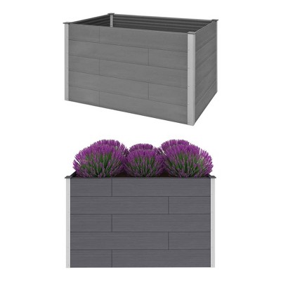 vidaXL Garden Raised Bed Grey Wood-plastic composite, Aluminum