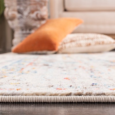 9' Square Cream and Blue Synthetic Flat Woven Area Rug