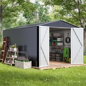 NicBex 10*8ft Outdoor Storage Shed Weatherproof Garden Shed with Sliding Door and Apex Roof for Garden, Lawn - 1 of 4