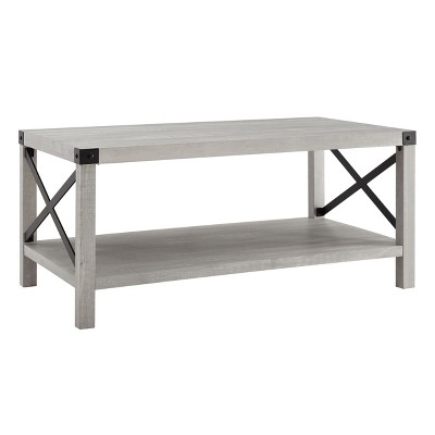 Farmhouse Metal-X Coffee Table with Lower Shelf