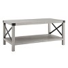 Farmhouse Metal-X Coffee Table with Lower Shelf - Stone Grey - 3 of 4