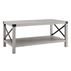 Farmhouse Metal-X Coffee Table with Lower Shelf - 1 of 4