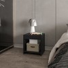 GlasFlength Nightstands Modern Nightstand Bedroom Nightstand Bedside Table with Drawer Open Shelf for Living Room, Black, 13.9"*15.7"*16.5" - 2 of 4