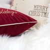TopComfy Support Pillow Happy Holidays Embroidered Velvet Throw Pillow for Christmas Decor, Red, 17"*17"*10" - 3 of 4