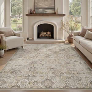 8'x10' Living Room Washable Rug Vintage Traditional Rug Soft Non-slip Large Rug - 1 of 4