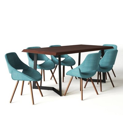 7pc Malone Dining Set Turquoise Blue - WyndenHall