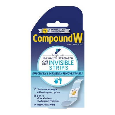 Compound W Maximum Strength One Step Invisible Wart Remover Strips - 14 ct