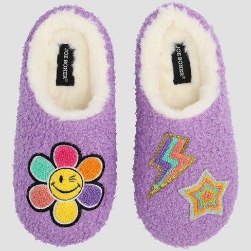 Dluxe By Dearfoams Girls' Happy Face Scuff Slippers - Light Pink