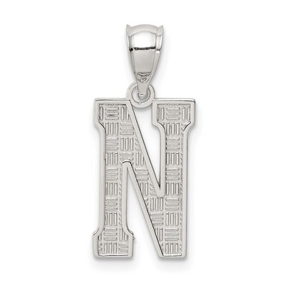 Black Bow Jewelry Sterling Silver, Sami Collection, Textured Block Initial N Pendant