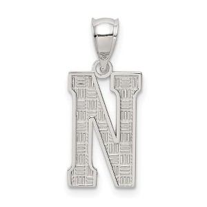 Black Bow Jewelry Sterling Silver, Sami Collection, Textured Block Initial N Pendant - 1 of 4