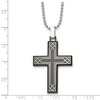 Black Bow Jewelry Stainless Steel, Black Plated & Laser Etched Cross Necklace, 24 Inch - 4 of 4