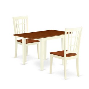HomeStock 3-Pc Buttermilk and Cherry Finish Solid Wood Top Dining Table Set - 1 of 4