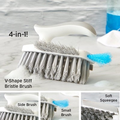 The Lakeside Collection 4-In-1 Cleaning Brush & Corner Scrubber - Perfect For Tile And Grout