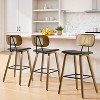 Bekrvio 26" Mid Century Modern Counter Height Bar Stools - Rattan Cane Back, Wood, PU Leather Upholstered for Kitchen Island Dining - 3 of 4