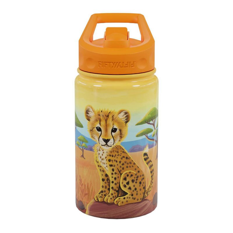 FIFTY/FIFTY 12oz Kids Bottle with Straw Cap Cheetah Print, 1 of 4