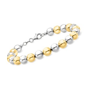 Ross-Simons Italian 8mm Sterling Silver and 18kt Gold Over Sterling Bead Bracelet - 1 of 3