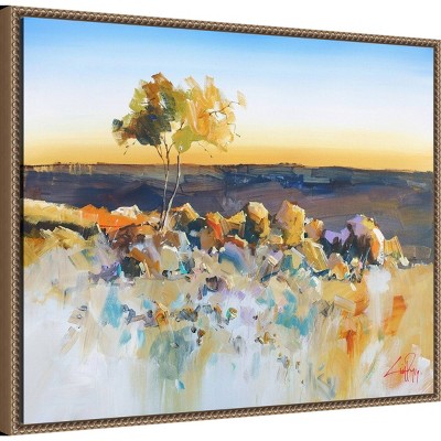 Silverton View Trees Abstract Landscape Canvas with Bronze Frame