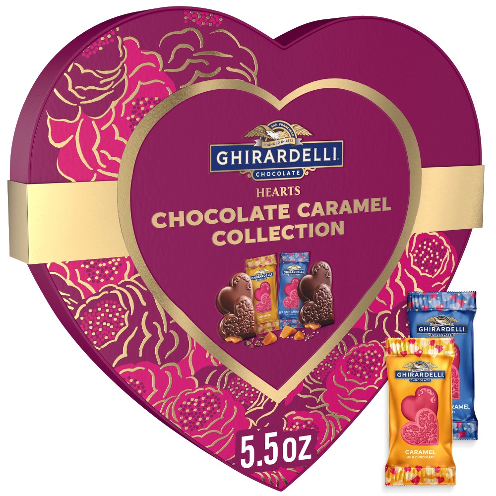 Ghirardelli Valentine's Chocolate Caramel Collection Hearts Box Gift - 5.5oz
