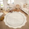 Scalloped Washable Bordered Living Room Bedroom Rug, Ultra Thin Non Slip Indoor Farmhouse Carpet for Dining Room - 2 of 4