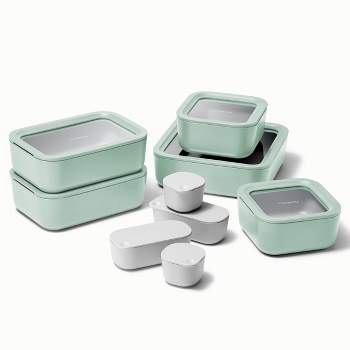 Caraway Home 2pc Dash Insert Ceramic Coated Glass Food Storage Container Set  Gray : Target