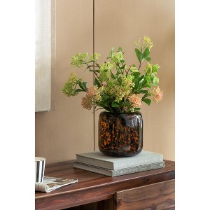 ORRD Cheetah Print Glass Vase, Brown Amber Handmade Vase for Home Decor, 8 Inch Modern Animal Motif Centerpiece for Table & Mantel - 1 of 4