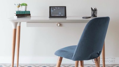 Black and Cinnamon Wood Office Desk with Drawer