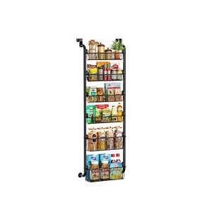 Over The Door Organizer, Pantry Organizer Rack, Metal Over Door Hanging Organizer With Adjustable Baskets For Home Kitchen 4/6 layers black - 1 of 4