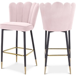 Meridian Furniture,Lily Velvet Stool, Set of 2 - 1 of 4