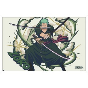 Trends International One Piece: Fishman Island - Roronoa Zoro Three Swords Framed Wall Poster Prints - 1 of 4