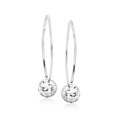 Ross-Simons Italian Sterling Silver Diamond-Cut Ball Drop Earrings