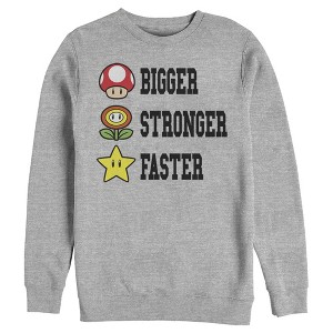 Men's Nintendo Mario Bigger Stronger Faster Sweatshirt - 1 of 3