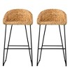 Water Hyacinth & Metal Backless Bar Stool (Set of 2) with Coastal Style, Ergonomic Footrest and Compact Design for Kitchen Island - 2 of 2