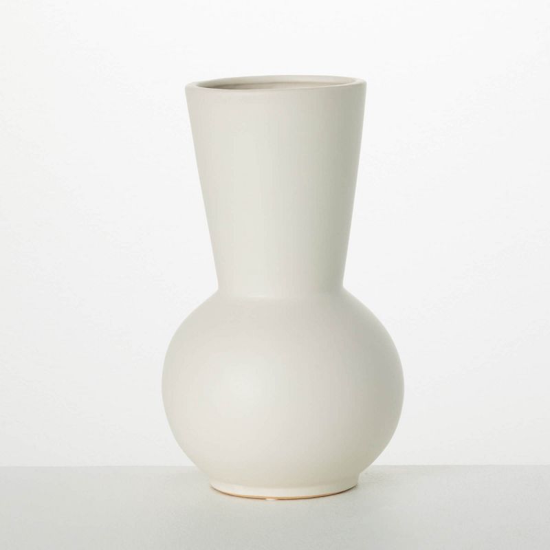 Sullivans 12" Modern Matte White Gourd Vase, Ceramic, 1 of 4