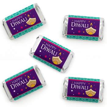 Big Dot of Happiness Happy Diwali - Mini Candy Bar Wrapper Stickers - Festival of Lights Party Small Favors - 40 Count