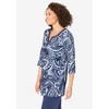 Woman Within Plus Size 7-Day Three-Quarter Sleeve Grommet Notch Tunic - 4 of 4