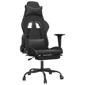 vidaXL Massage Gaming Chair with Footrest, Black, Faux Leather - 1 of 4