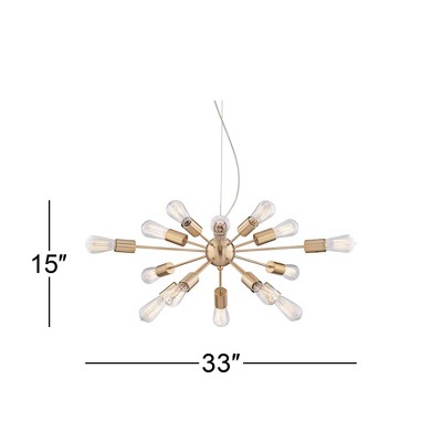 Gold Mid-Century Modern Sputnik 15-Light LED Chandelier