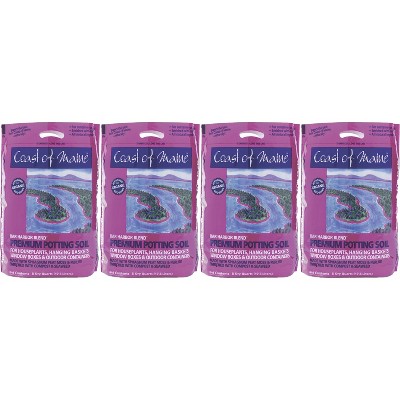 Coast of Maine OMRI Listed Bar Harbor Blend Organic Compost Potting Soil Blend for Container Gardens and Flower Pots, 8 Quart Bag (4 Pack)