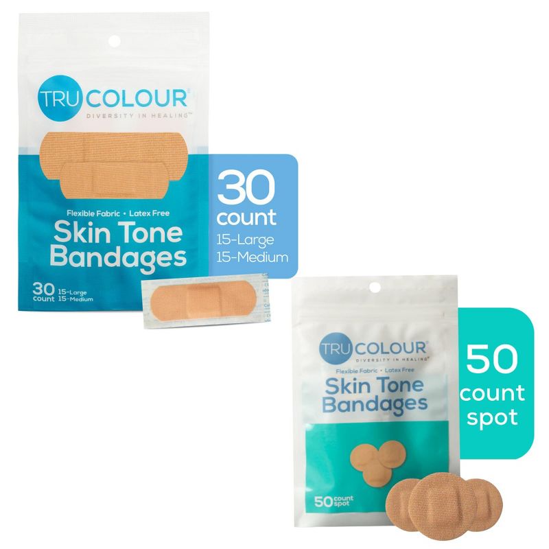 Tru-Colour Skin Tone Shade Adhesive Bandage Assorted Shapes, Beige, 3 of 9