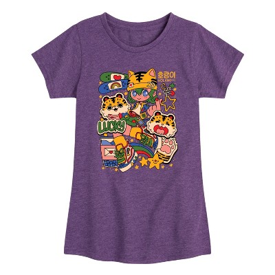 Girls' - Instant Message - Kpop Streetwear Girl Fitted Short Sleeve Graphic T-Shirt